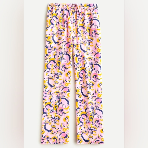 J. Crew Pants - J. Crew Pink Floral-Print Straight-Leg Pants
